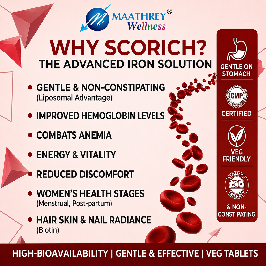 Scorich Liposomal Iron Tablets – For Blood Health & Energy Support