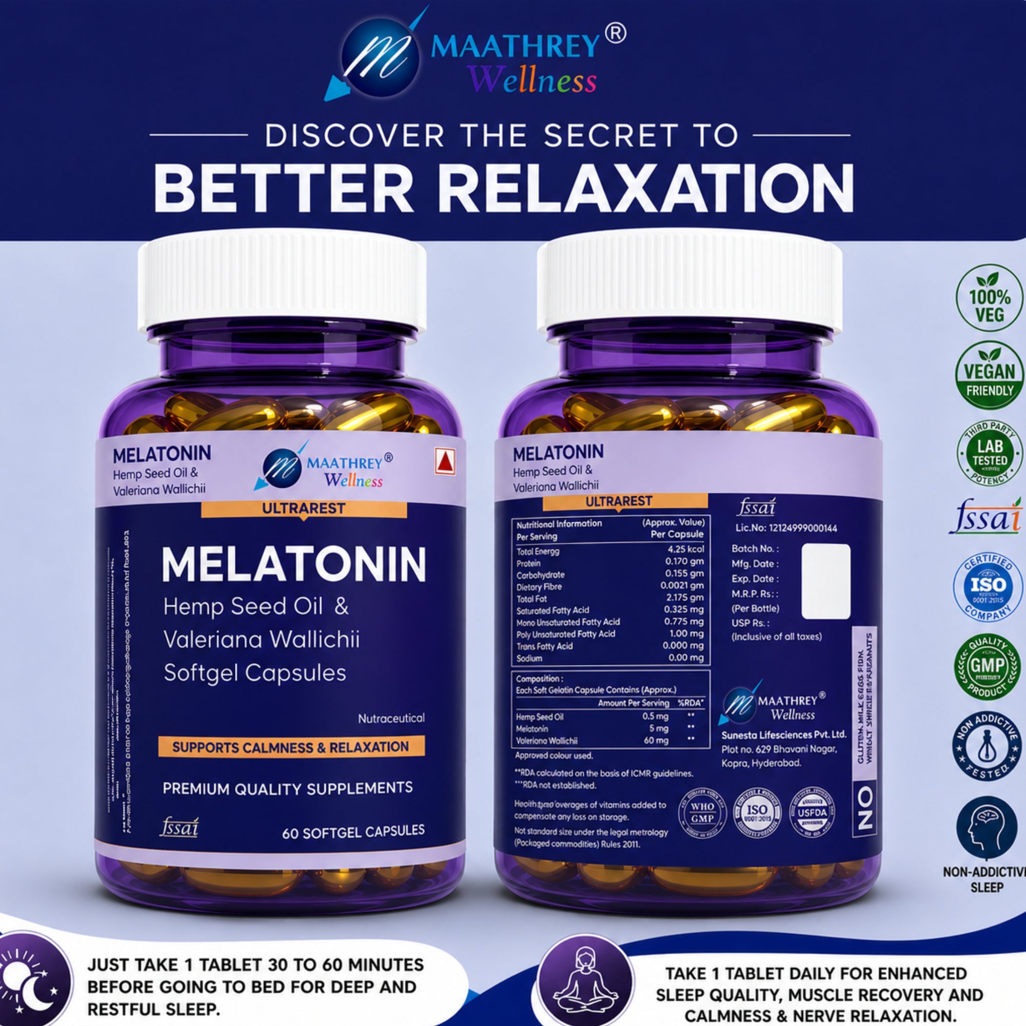 Ultrarest Melatonin Softgel Capsules – For Relaxation & Sleep Support