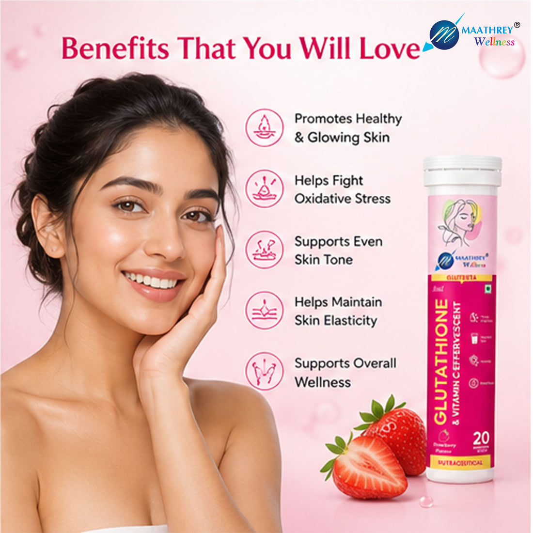 GLUTESTA Glutathione & Vitamin C Effervescent Tablets – For Skin Wellness, Antioxidant & Immunity Support