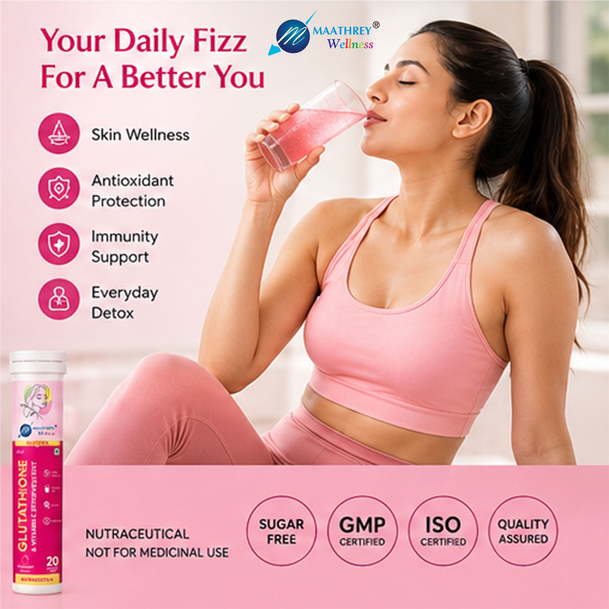 GLUTESTA Glutathione & Vitamin C Effervescent Tablets – For Skin Wellness, Antioxidant & Immunity Support
