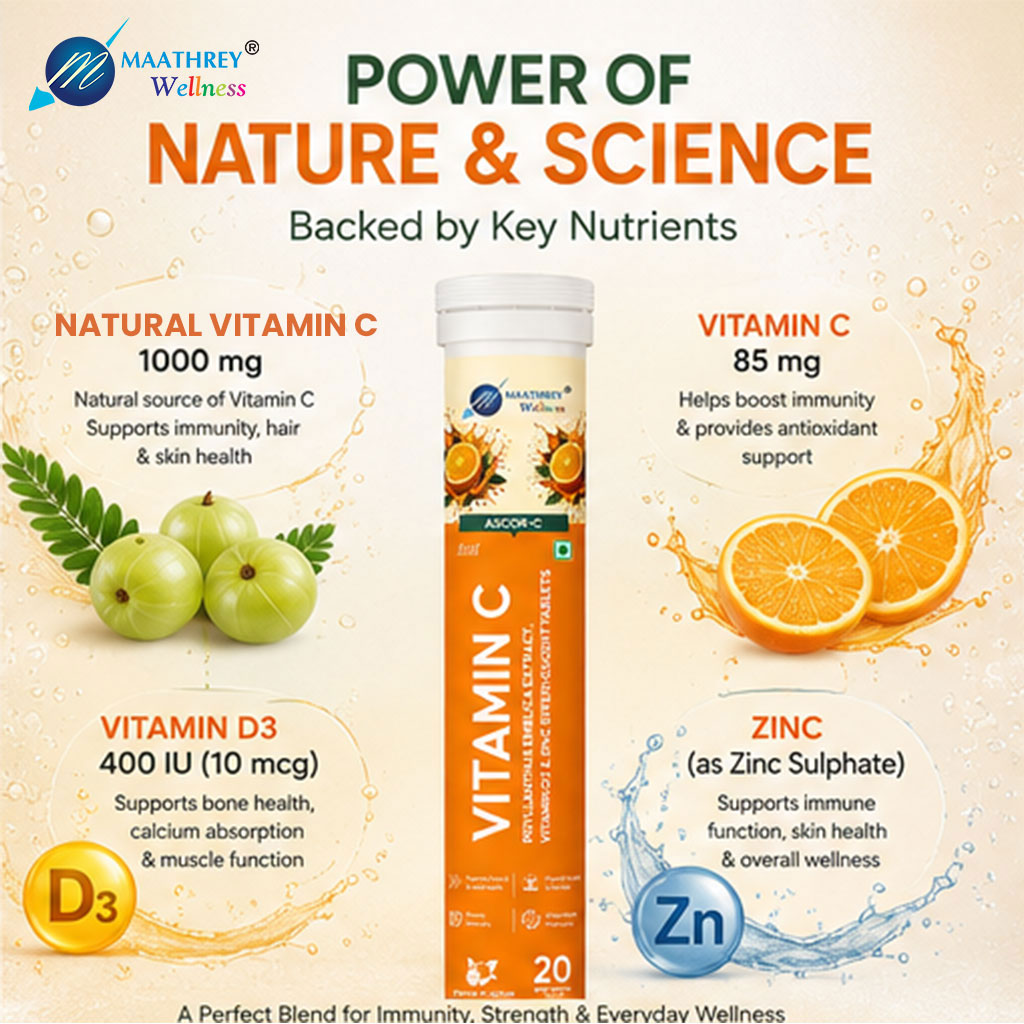 ASCOR-C Vitamin C Effervescent Tablets – Immunity, Bone & Antioxidant Support